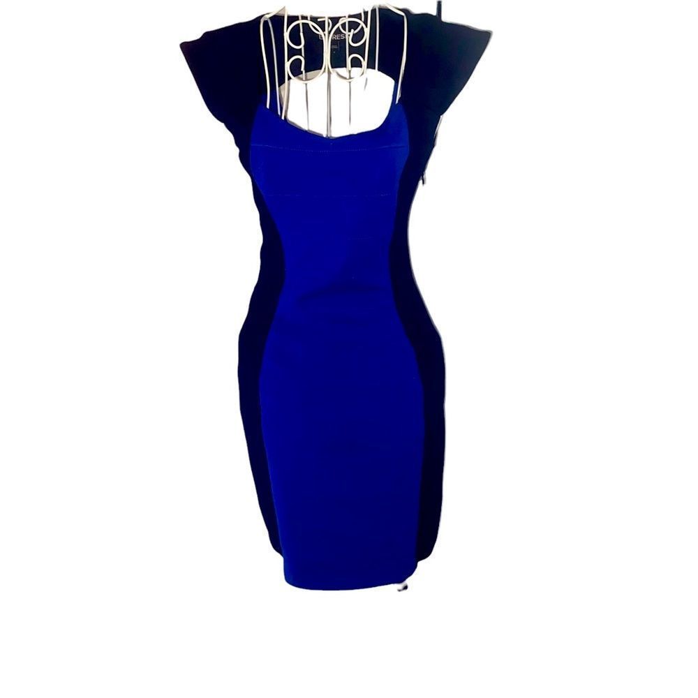 - Express blue and black body contouring mini dress. Size 0